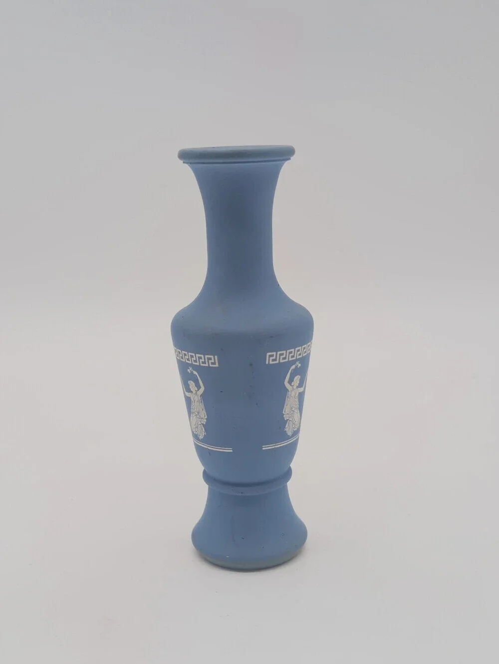 Vintage Jeannette Glass Hellenic Blue Grecian Bud Vase Satin Finish